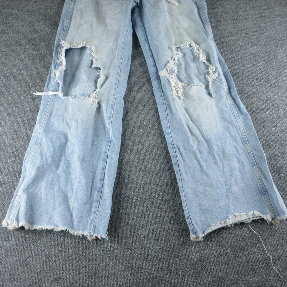 Free People Jeans Womens 24 Blue Light Wash Distressed Straight Denim Casual